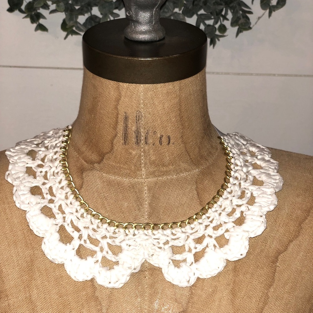 Collar Coal Crocheted Bib Necklace